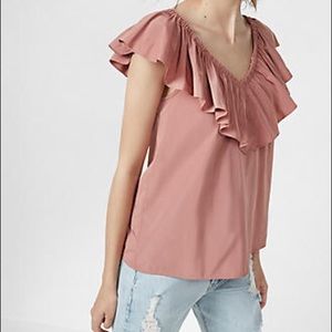 Taffeta Ruffle Shoulder Top